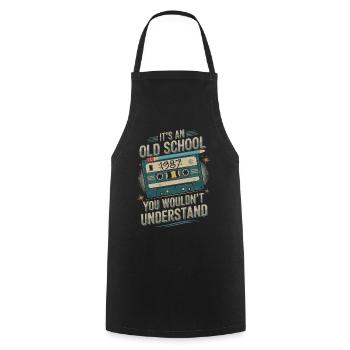 Musique, cassettes et 1987 - Tablier de cuisine - noir - Devant - AI Model Male 185 dark (185cm)