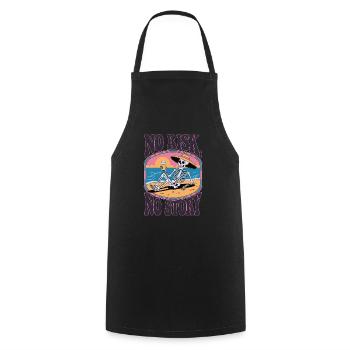 Pas de risque, pas d’histoire – Squelette sur la plage - Tablier de cuisine - noir - Devant - AI Model Male 185 dark (185cm)