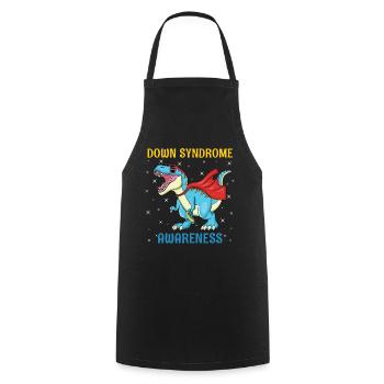 Dinosaur Superhero Down Syndrome Awareness - Cooking Apron - black - Front - AI Model Male 185 dark (185cm)