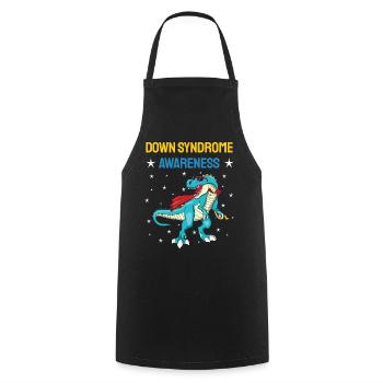 Dinosaur Down Syndrome Consciousness - Cooking Apron - black - Front - AI Model Male 185 dark (185cm)