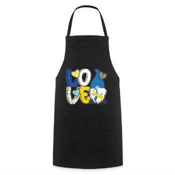 L’amour pour le soutien du syndrome de Down - Tablier de cuisine - noir - Devant - AI Model Male 185 dark (185cm)