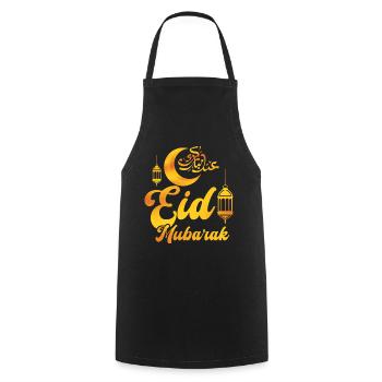 Eid Mubarak Celebration with Moon and Lanterns - Cooking Apron - black - Front - AI Model Male 185 dark (185cm)