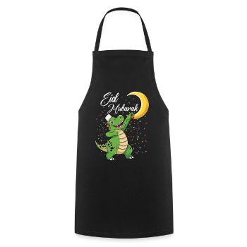 Dinosaure de l’Aïd Moubarak avec croissant de lune et confettis - Tablier de cuisine - noir - Devant - AI Model Male 185 dark (185cm)