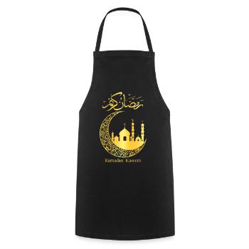 Eid Mubarak Ramadan Kareem Mosque Moon - Cooking Apron - black - Front - AI Model Male 185 dark (185cm)