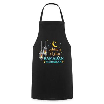 Eid Mubarak Ramadan Mubarak with lanterns and moon - Cooking Apron - black - Front - AI Model Male 185 dark (185cm)