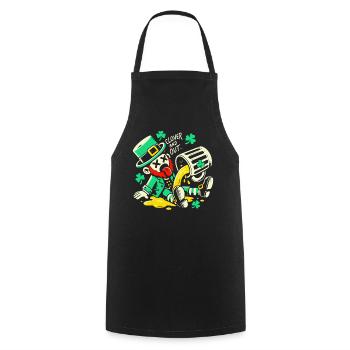 Funny St. Patrick's Day clover and out - Cooking Apron - black - Front - AI Model Male 185 dark (185cm)
