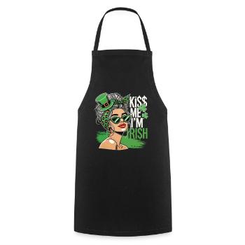 Embrasse-moi Je suis irlandais Motif de la fête de la Saint-Patrick - Tablier de cuisine - noir - Devant - AI Model Male 185 dark (185cm)