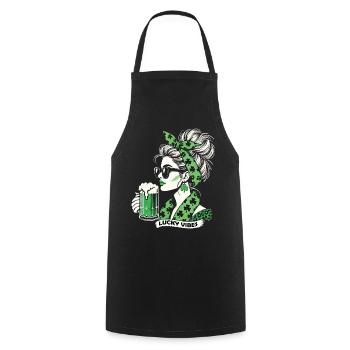 Happy Vibes St. Patrick's Day Woman - Cooking Apron - black - Front - AI Model Male 185 dark (185cm)