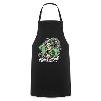 St. Patrick's Day Gamer Girl style clover and out - Cooking Apron - black - Front - AI Model Male 185 dark (185cm)