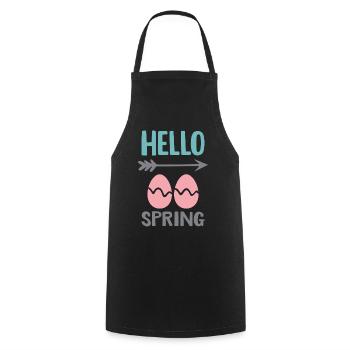Bonjour le design printanier avec des œufs de Pâques - Tablier de cuisine - noir - Devant - AI Model Male 185 dark (185cm)
