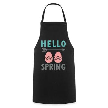 Hello Spring Spring Design with Easter Eggs - Cooking Apron - black - Front - AI Model Male 185 dark (185cm)