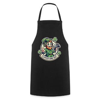 Clover And Out St. Patrick's Day Gaming Fun - Cooking Apron - black - Front - AI Model Male 185 dark (185cm)