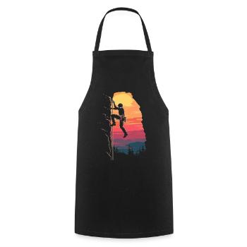 Klettern am Limit: Bouldern im Sonnenaufgang - Kochschürze - Schwarz - Vorne - AI Model Male 185 dark (185cm)