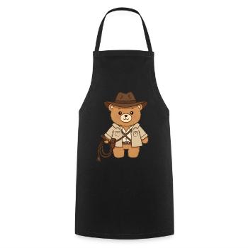 Teddy Bear Adventurer - Cooking Apron - black - Front - AI Model Male 185 dark (185cm)