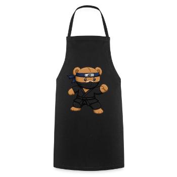 Teddy Bear Ninja - Cooking Apron - black - Front - AI Model Male 185 dark (185cm)