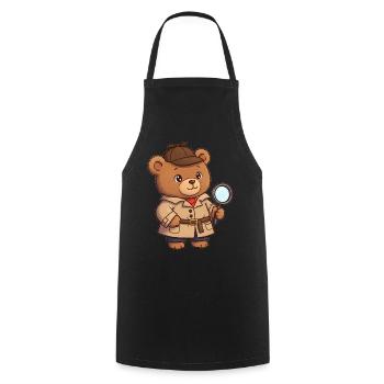 Teddy Bear Detective - Cooking Apron - black - Front - AI Model Male 185 dark (185cm)