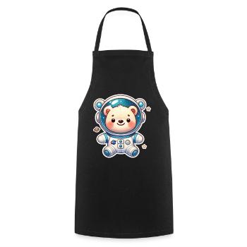 Teddy Bear Astronaut - Cooking Apron - black - Front - AI Model Male 185 dark (185cm)