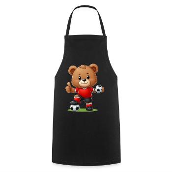 Teddy Bear Soccer Player - Cooking Apron - black - Front - AI Model Male 185 dark (185cm)