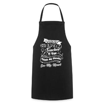 3rd Grade Teacher Full Heart - Cooking Apron - black - Front - AI Model Male 185 dark (185cm)