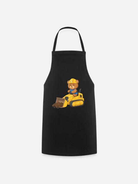Teddy Bear Construction Worker - Cooking Apron - black