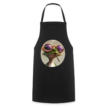 Cartoon frog smoking weed: Psychedelic croak - Cooking Apron - black - Front - AI Model Male 185 dark (185cm)