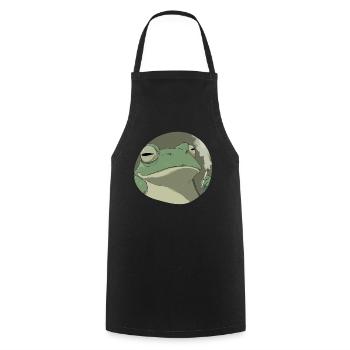 Stoner frog smokes: Funny cannabis croak - Cooking Apron - black - Front - AI Model Male 185 dark (185cm)