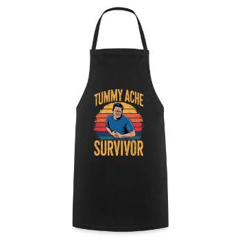 Belly Ache, Survivor, Humorous Style - Cooking Apron - black - Front - AI Model Male 185 dark (185cm)