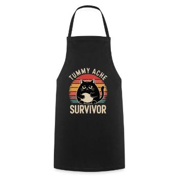 Belly Ache: Survivor Cat Retro Design - Cooking Apron - black - Front - AI Model Male 185 dark (185cm)