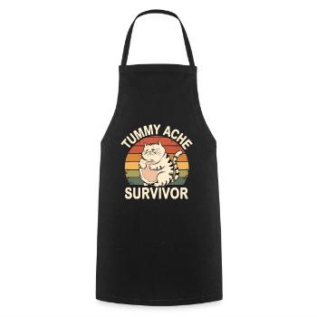 Belly Ache: Survivor Cat Vintage - Cooking Apron - black - Front - AI Model Male 185 dark (185cm)