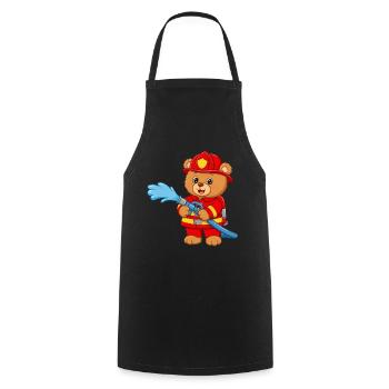 Teddy bear firefighter with hose - Cooking Apron - black - Front - AI Model Male 185 dark (185cm)