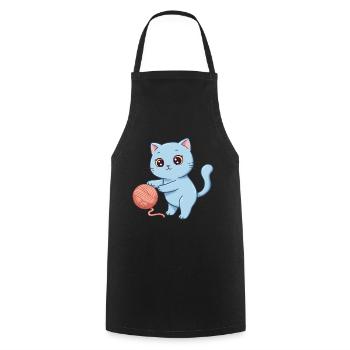 Tier Cartoon Kinderkatze - Kochschürze - Schwarz - Vorne - AI Model Male 185 dark (185cm)