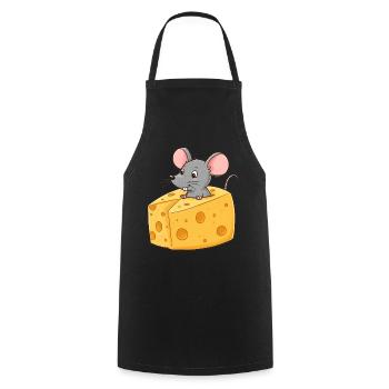Animal Cartoon Mouse with Cheese - Cooking Apron - black - Front - AI Model Male 185 dark (185cm)