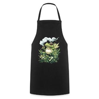 Grenouille avec joint - Grenouille de mauvaises herbes fumante - Tablier de cuisine - noir - Devant - AI Model Male 185 dark (185cm)