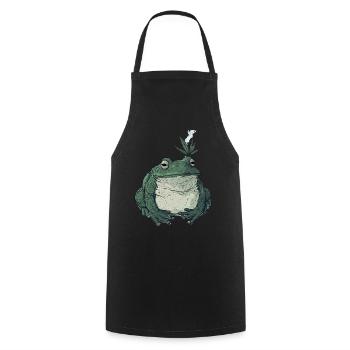 Fat Frog with Cannabis Leaf - Weed Frog - Cooking Apron - black - Front - AI Model Male 185 dark (185cm)