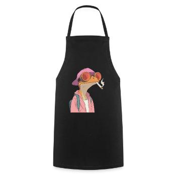 Frog with Hat and Joint - Weed Frog Design - Cooking Apron - black - Front - AI Model Male 185 dark (185cm)