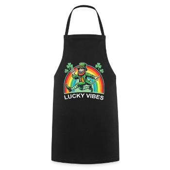 St. Patrick's Day Lucky Vibes Rainbow - Cooking Apron - black - Front - AI Model Male 185 dark (185cm)