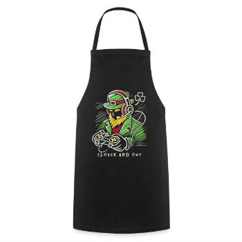 St. Patrick's Day Gamer clover and out - Cooking Apron - black - Front - AI Model Male 185 dark (185cm)
