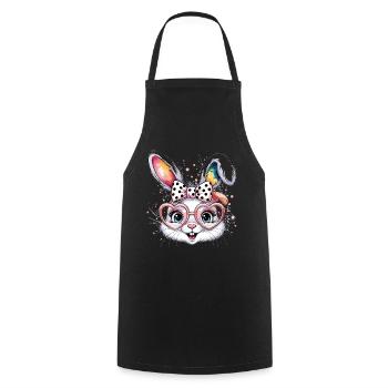 Süßer Hase mit Brille und Schleife - Kochschürze - Schwarz - Vorne - AI Model Male 185 dark (185cm)
