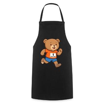 Teddy Bear Marathon Runner - Cooking Apron - black - Front - AI Model Male 185 dark (185cm)