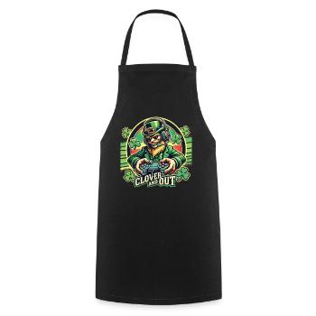 clover and out Gamer St. Patrick's Day Fun - Cooking Apron - black - Front - AI Model Male 185 dark (185cm)
