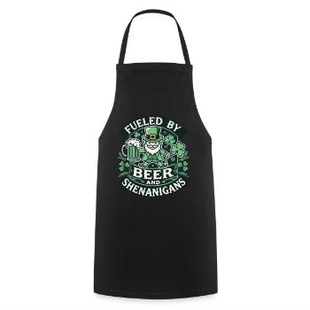 Powered by beer and shenanigans St. Patrick's - Cooking Apron - black - Front - AI Model Male 185 dark (185cm)