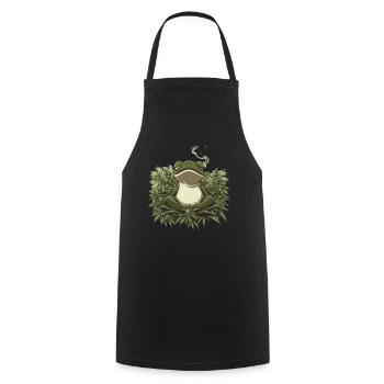 Frog in lotus position with cannabis leaves - Cooking Apron - black - Front - AI Model Male 185 dark (185cm)