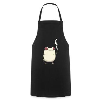 Frosch mit rotem Auge und Cannabisblüte - Kochschürze - Schwarz - Vorne - AI Model Male 185 dark (185cm)