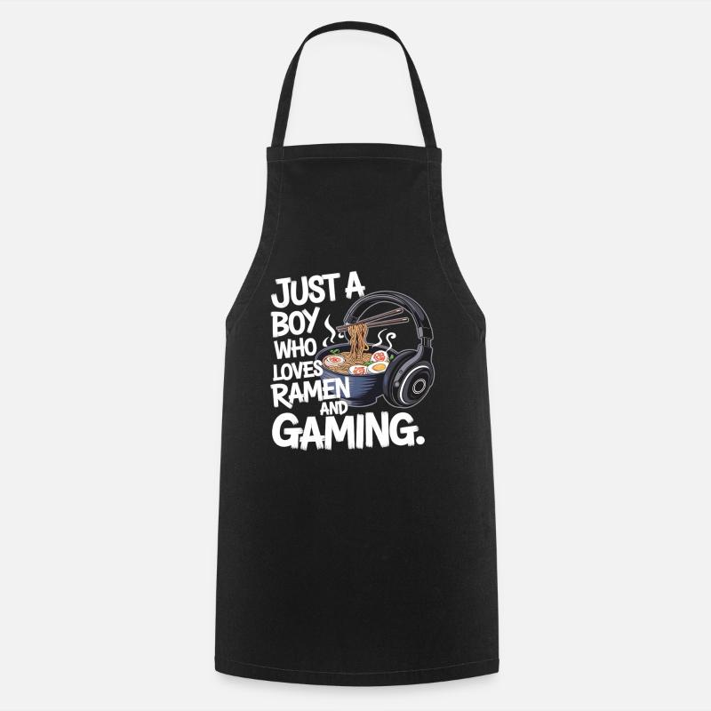 Ramen & Gaming - un design de nerd amusant pour les joueurs - Tablier de cuisine - noir