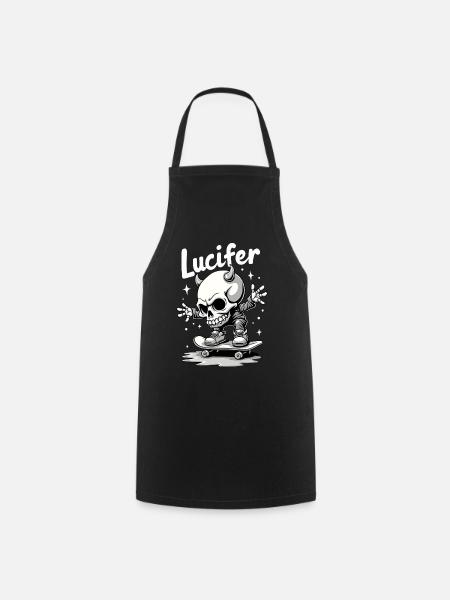 Skater Skelett Lucifer Teuflisch cool unterwegs - Kochschürze - Schwarz