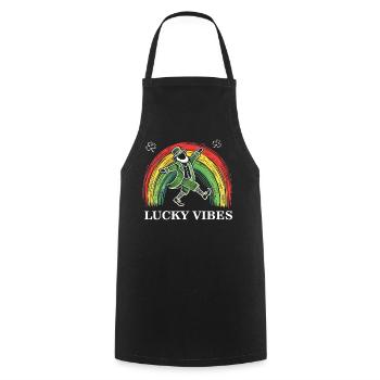 Happy Vibes St. Patrick's Day Rainbow - Cooking Apron - black - Front - AI Model Male 185 dark (185cm)