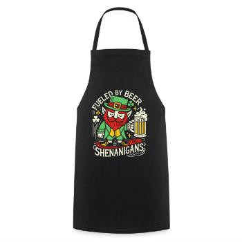 Saint-Patrick : Bière et manigances amusantes - Tablier de cuisine - noir - Devant - AI Model Male 185 dark (185cm)