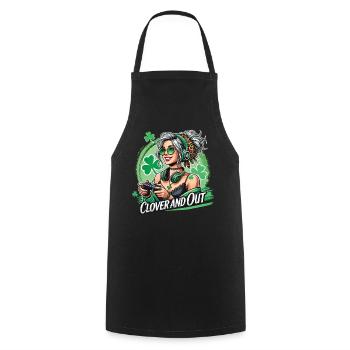 St. Patrick's Day Girl Gamerlook clover and out - Cooking Apron - black - Front - AI Model Male 185 dark (185cm)