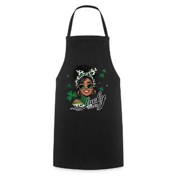 La Saint-Patrick ma fille, je suis heureuse aujourd’hui - Tablier de cuisine - noir - Devant - AI Model Male 185 dark (185cm)