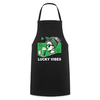 Saint-Patrick Lucky Vibes Shamrock - Tablier de cuisine - noir - Devant - AI Model Male 185 dark (185cm)